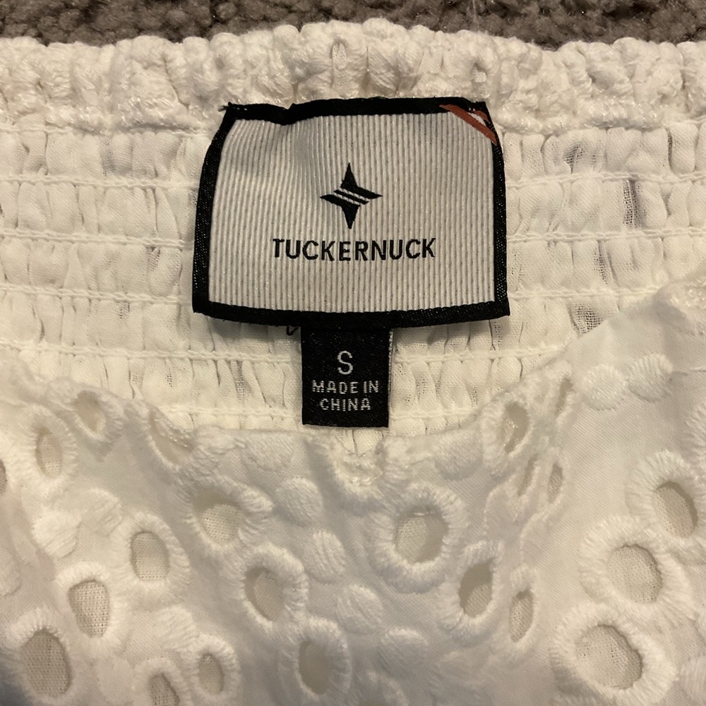 Tuckernuck Abigail White Eyelet Tunic Mini Dress Easter Party sz Small, Lk New - Picture 3 of 6